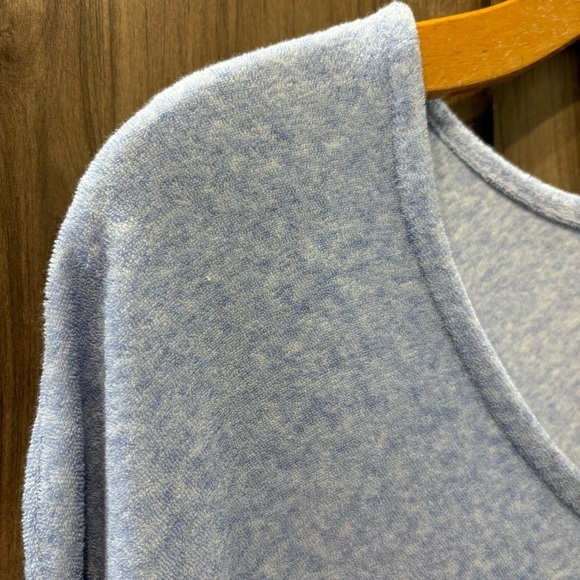 Pure J Jill Large Top Short Dolman Sleeve Light Blue Terry Cloth V Neck - Picture 2 of 8